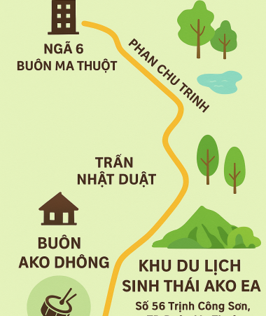 HƯỚNG DẪN ĐƯỜNG ĐI ĐẾN KHU DU LỊCH SINH THÁI Akŏ Ea – BUÔN MA THUỘT
